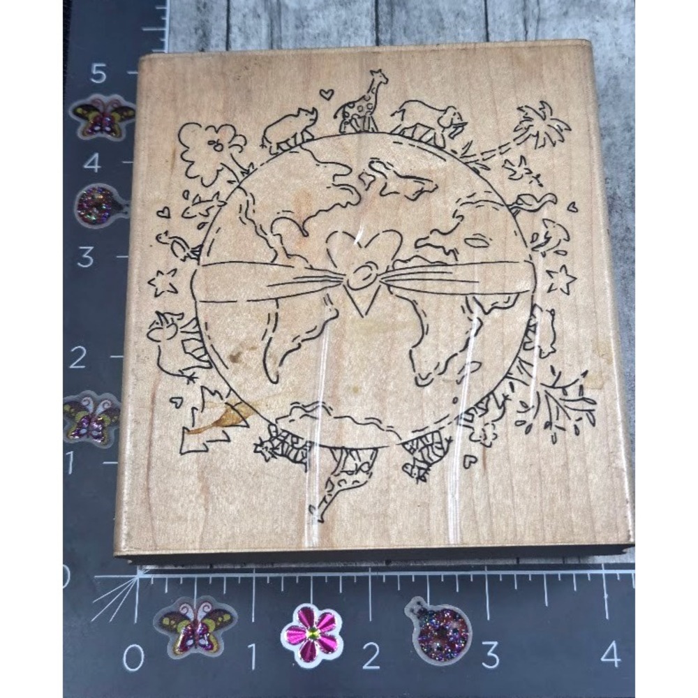CTMH Joy To The World Earth Animals R191 Rubber Stamp Wood #B18